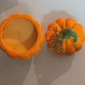Pumpkin-Shaped Orange Candle